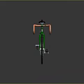 Green Bicycle with Brown Seat and Orange Handlebars White Rims and Black Tires