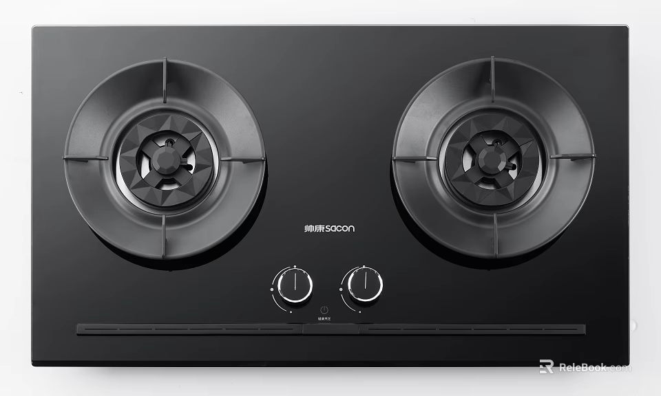 Modern Black Kitchen Gas Stove With Two Burners And Control Knobs 3d model 
