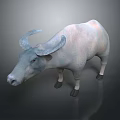3D Rendered Water Buffalo Model With Detailed Horns And Gray Coloring