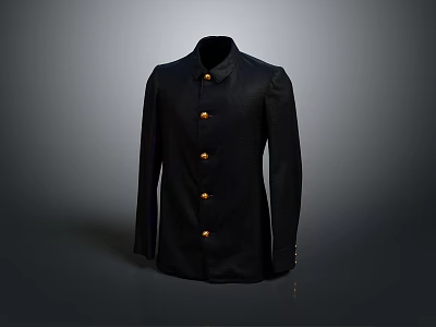 Elegant Black Long Sleeve Coat With Gold Buttons And Classic Formal Design 3d model
