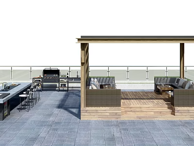 Modern Pavilion Landscape Gazebo Balcony Barbecue Shelf 3d model Modern Pavilion Landscape Gazebo Balcony Barbecue Shelf 3d model