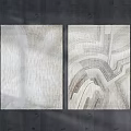 Two Square Rugs With Abstract Geometric Patterns In Light Neutral Tones On Dark Wall Background 3d model