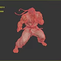 Muscular Fighting Character In White Martial Arts Uniform With Red Headband And Dynamic Combat Stance