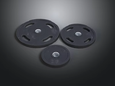Black Weight Plates In Three Different Sizes For Home Daily Fitness Use 3d model