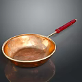 Durable Copper Frying Pan With Red Handle For Home Kitchen Cooking