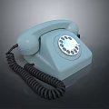 Vintage Light Blue Rotary Dial Telephone With Black Coiled Cord Design