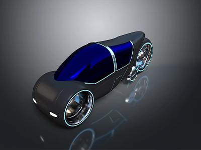 Futuristic Concept Car With Streamlined Body Sleek Design Blue Black Color And Illuminated Wheels 3d model