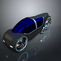 Futuristic Concept Car With Streamlined Body Sleek Design Blue Black Color And Illuminated Wheels