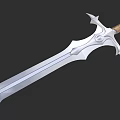 Fantasy Style Metallic Sword Weapon With Decorative Hilt And Wooden Handle