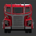 Vintage Red Functional Truck With Streamlined Cab Chrome Grille And Cargo Features 3d model
