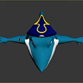 Cartoon Shark Character With Pirate Hat And Anchor Design Standing With Outstretched Arms