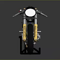 Custom Retro Black Motorcycle With Yellow Accents Round Headlights Exposed Engine 3d model