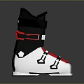 Modern Black Red White Ski Boots With Secure Straps And White Sole Design