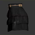 Stylish Women's Black Layered Skirt With Brown Belt And Bow Detail