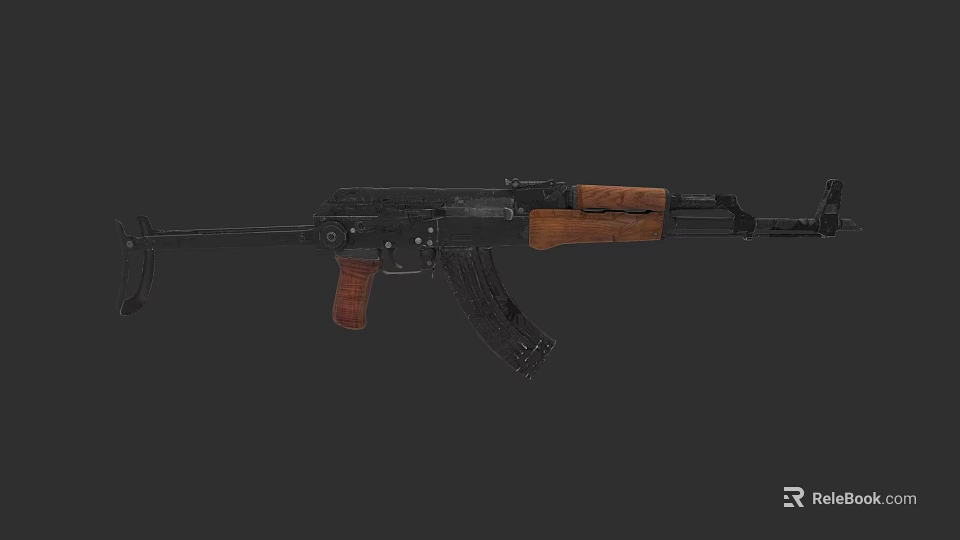 Military Style Assault Rifle With Wooden Stock And Black Metal Body 3d model 
