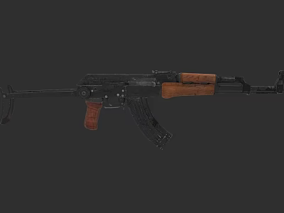 Military Style Assault Rifle With Wooden Stock And Black Metal Body 3d model