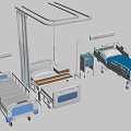 Modern Hospital Medical Beds With Adjustable Frames Infusion Stands And Cabinets