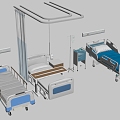 Modern Medical Equipment Hospital Bed Hanging Bottle Treatment Car Slide Curtain 3d model