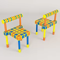 Colorful Building Block Leisure Chairs With Interlocking Multicolored Structure Design 3d model