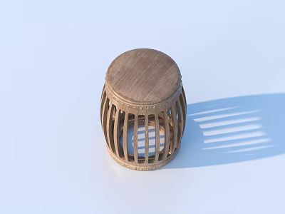 Light Brown Bamboo Woven Single Chair With Round Top And Hollow Strip Design 3d model