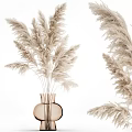 Minimalist Beige Pampas Grass in Amber Glass Vase for Modern Interior Decor