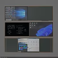 Multiple Computer Screens Displaying Different Desktop Interfaces And Digital Contents 3d model
