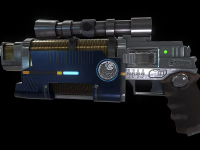 Futuristic Sci Fi Weapon with Scope Magazine Glowing Blue Light and Mechanical Structure 3d model