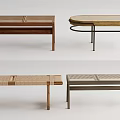 Modern Footstools In Various Styles With Wooden Rattan And Metal Legs