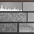 Decorative Wall Panels with Perforated Metal Designs City Skyline Diagonal Lines and Dot Patterns