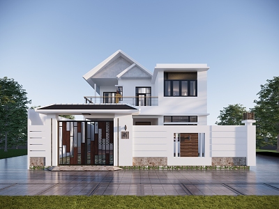 Self-built modern villa 3d model