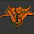 Fresh Carrots with Green Tops Vertically Strung on a Metal Rod for Vibrant Food