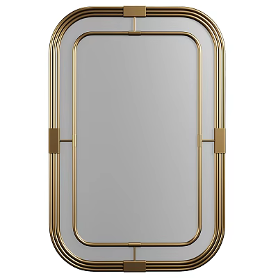 Elegant Modern Wall Mirror With Gold Frame And Minimalist Decorative Design 3d model