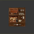 Medical Equipment Stored In Open Wooden Case With Multiple Compartments And Various Supplies