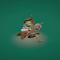 Cartoon Character Wearing Hat Playing Guitar With Colorful Balls On Green Background