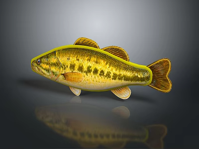 Fish Shaped Stuffed Plush Toy With Yellow Body Brown Spots And Decorative Fins 3d model