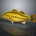 Fish Shaped Stuffed Plush Toy With Yellow Body Brown Spots And Decorative Fins