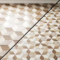 Geometric Floor Tiles With Interlocking Hexagon Diamond Patterns Beige Brown Modern Design 3d model
