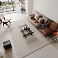Modern Bright Living Room With Large Window Sofa Armchair Coffee Table