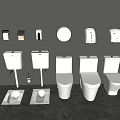 Modern White Toilets With Sinks And Wall Accessories In Bathroom Setting