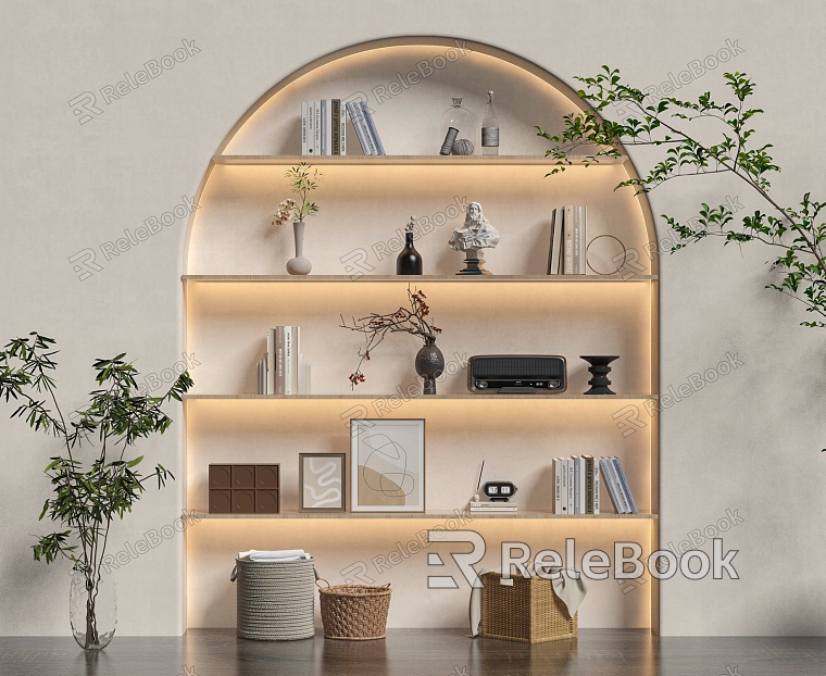 Quiet Wind Storage Rack Decorative Shelf Bookshelf model