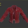 Stylish Red Open Front Jacket With Button Details And Distressed Edges 3d model