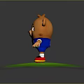 Cartoon Bear Character Wearing Blue Shirt With Number 24 And Colorful Patterns On Green Grass
