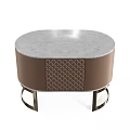 Modern Bedside Tables With Brown Quilted Design Marble Top And Metal Legs