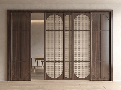 Quiet sliding door Kitchen door Balcony door Wooden sliding door 3d model