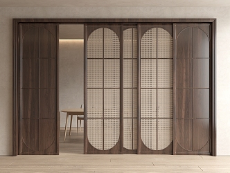 Quiet sliding door Kitchen door Balcony door Wooden sliding door 3d model