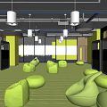 Modern Gym Interior With Various Fitness Equipment And Workout Machines