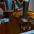 Ornate Wooden Storage Chest Filled With Gold Coins And Gems On Wooden Floor