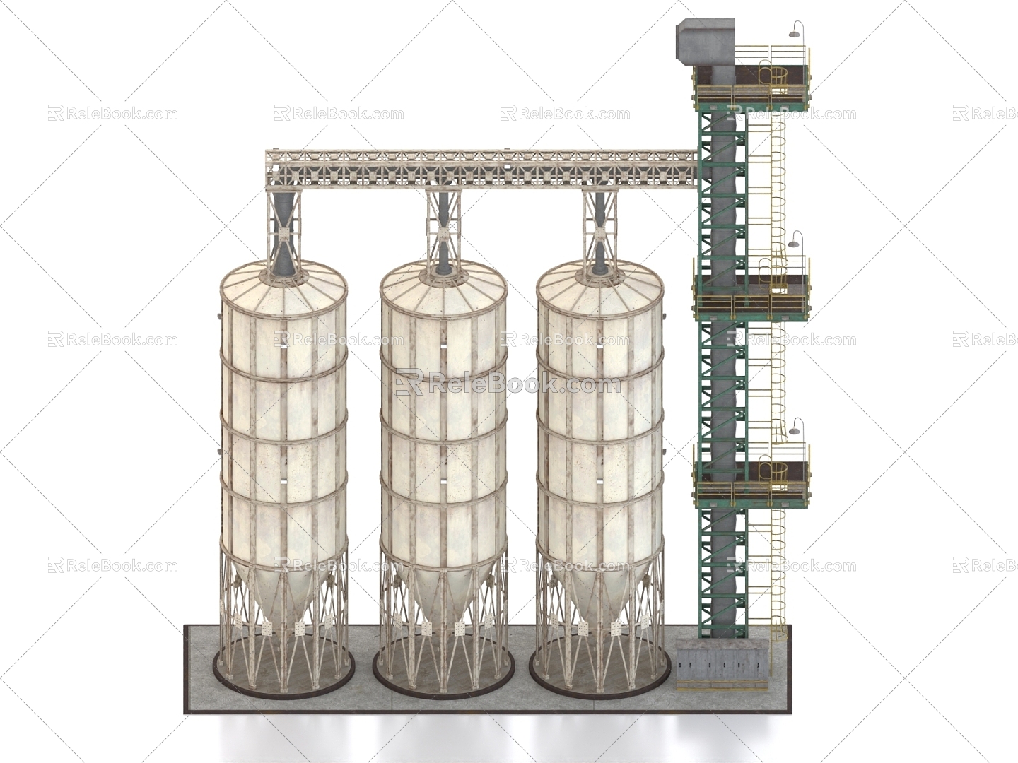 Industrial plant cooling tower 3d model