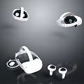 Modern White VR Headsets With Electronic Accessories For Virtual Reality 3d model