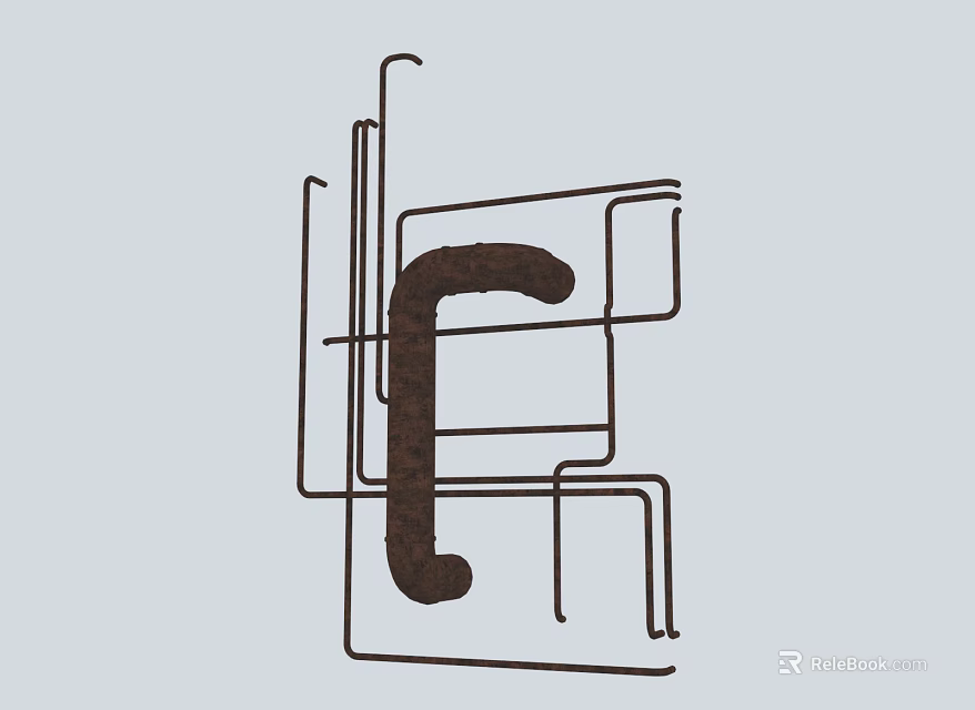 Multiple Curved And Straight Pipes In Structural Pipeline System Layout 3d model 